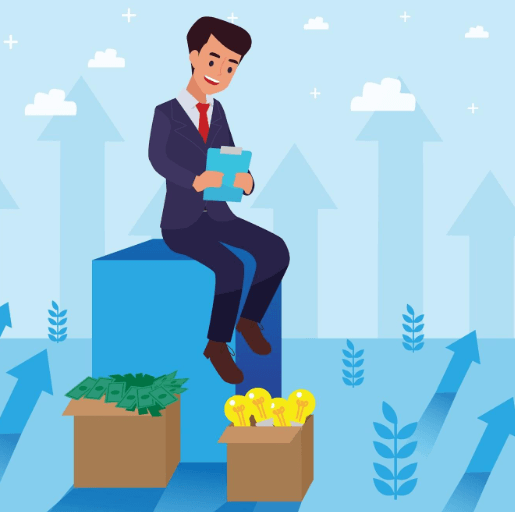 a vector painting resembling a man making a career in the financial industry